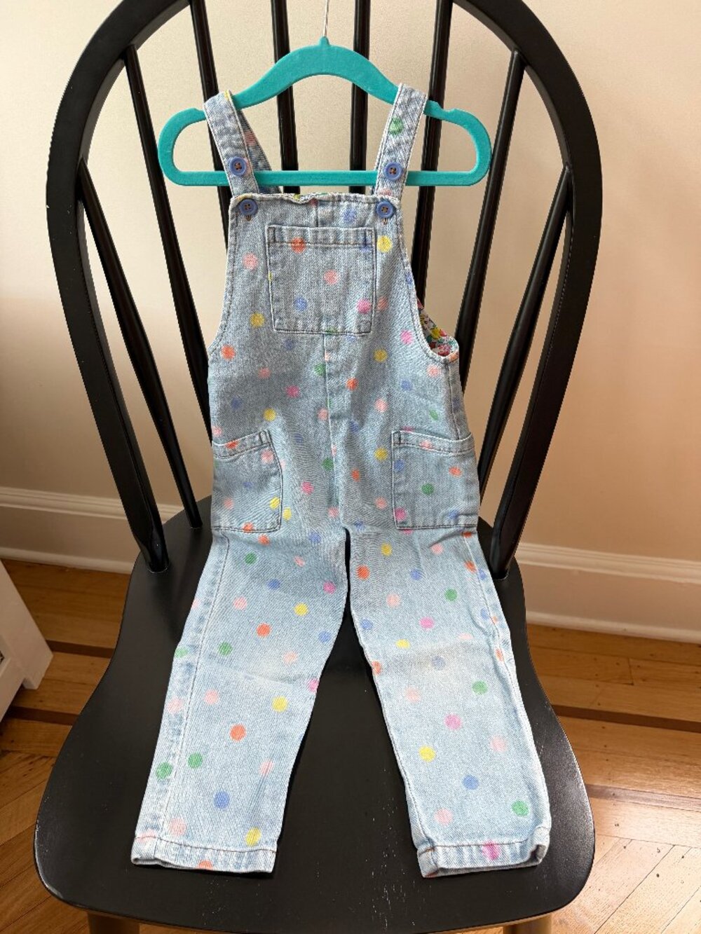 Mini Boden Denim Polka Dot Overalls - Toddler size 2-3Y